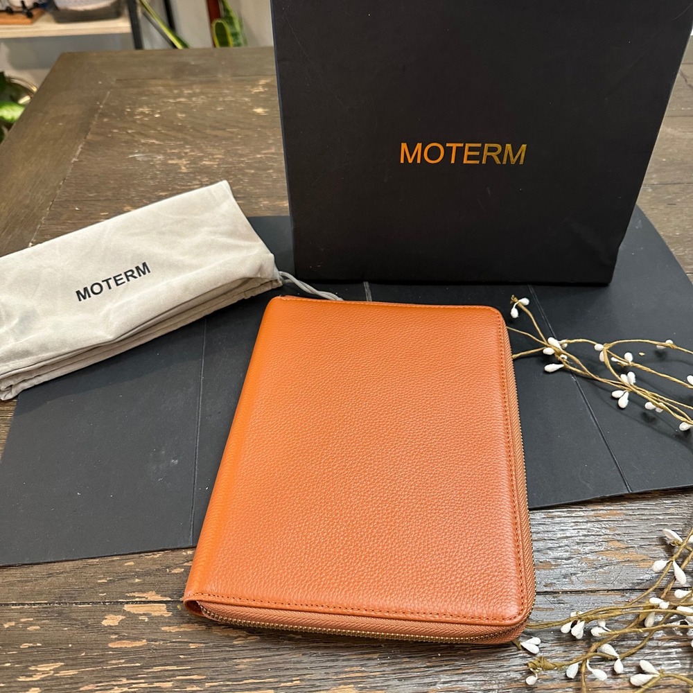 Moterm Zippered Leather Cover for A5-Notebooks Burnt Orange New 9.5" x 7"